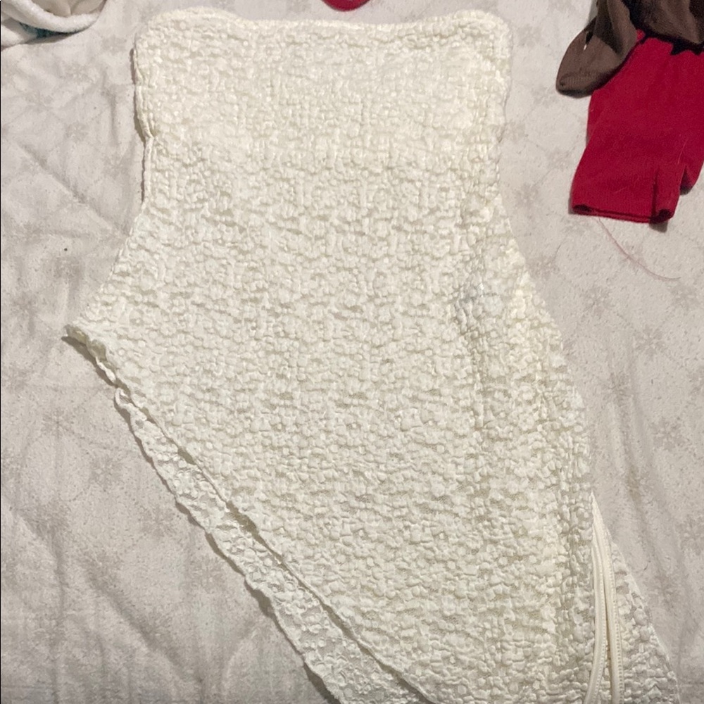 Cream Asymmetrical Tiered Sheath Dress for Brides